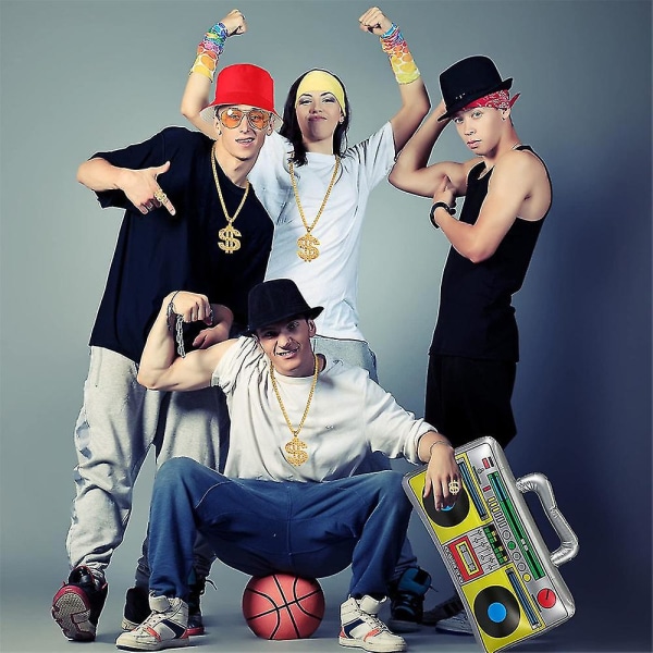 80-/90-luvun räppäri-hip hop -asusarja, juhlatarvikkeita koristeet Cosplay-rekvisiitta Hauska FMY-mekko miehille, naisille (FMY)