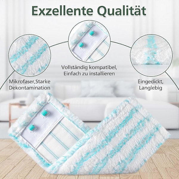 3 Pakk Erstatningsmoppekluter for Leifheit Profi XL Micro Duo / Profi XL Cotton Plus Alle Gulvmopphåndtak, Fjerner Flekker Raskt, Effektiv (FMY)