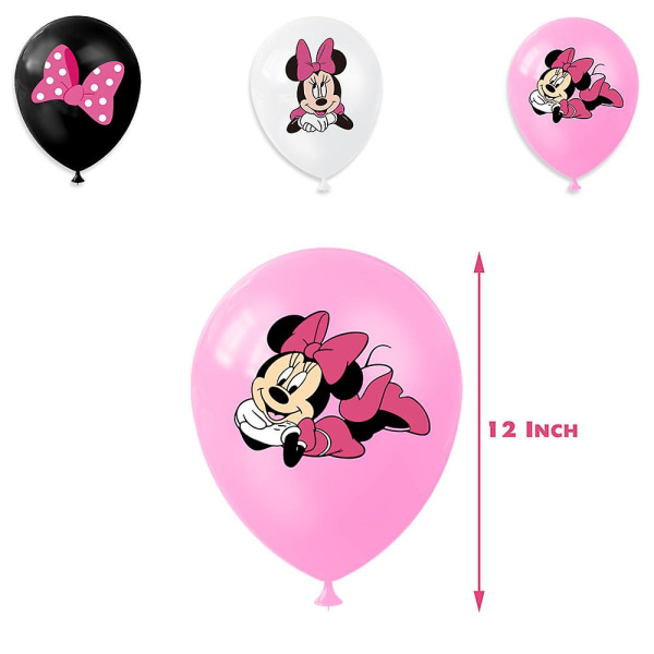 Minnie Mouse Barnkalas Dekorationer Tillbehör Banner Ballonger Tårta Toppers Set (FMY)