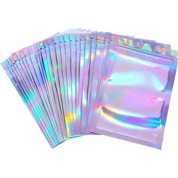 50 kpl uudelleensuljettavia foliopusseja Holografiset foliopussit Elintarvikkeiden säilytyspussit (10,5 * 15 cm) (FMY)