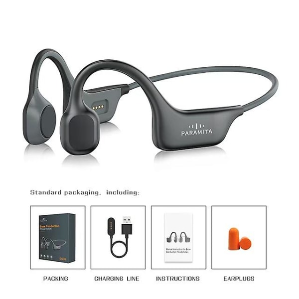 Ekte beinledningshodetelefoner Bluetooth trådløse øretelefoner Vanntett sportshodesett med mikrofon for løping (FMY) DG08 Black