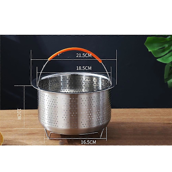 Dampkurv Tilbehør til Instant Pot 6 & 8 quart - Robust Rustfrit Stål IP InstaPot Indsats og Si - Silikone Håndtag og Fødder Fo (FMY)