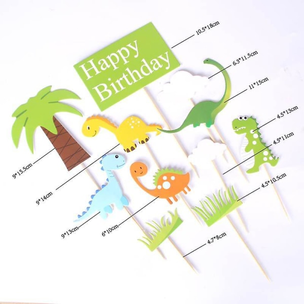 Sæt med 5 Dinosaur Cake Topper Cupcake Topper Kage dekorationer til børn Fødselsdag Baby Shower Festartikler (FMY)