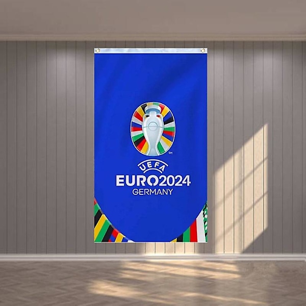 Euro Fotboll 2024 Hängande Flagga, Euro 2024 Hängande Flagga, Euro 2024 Mästerskapsdekorationer, Fest Sportklubb Dekorationer  (FMY) 60 x 90 cm