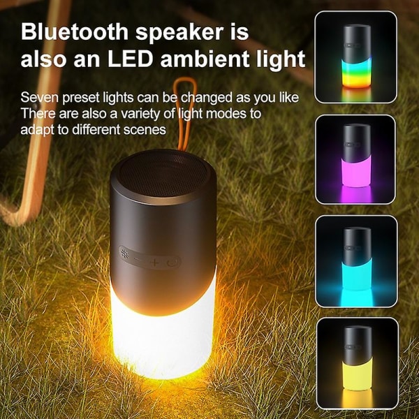 Bärbar Bluetooth högtalare med nattljusfunktion, trådlös Bluetooth stereoljudhögtalare med färgglatt atmosfärsljus (FMY)