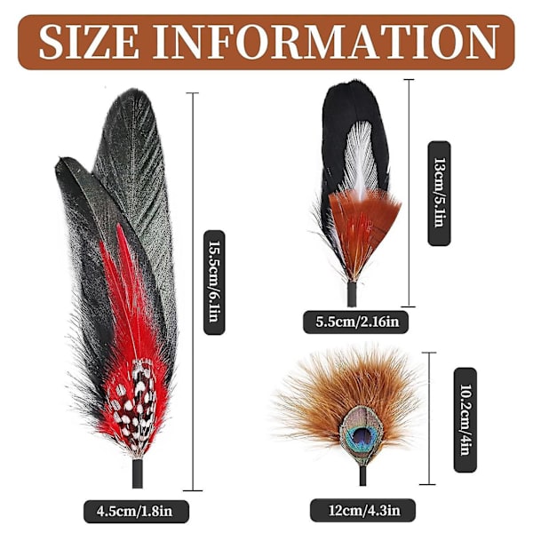 Hattefjer Cowboy Hat Feather til Fedora Hatte Kostume Julefest Hatte (FMY) Style A Total length 10cm-15.5cm