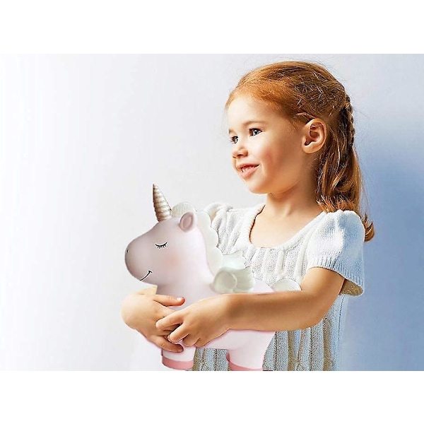 Nydelig Regnbue Unicorn Spargris For Jenter, Harpiks Unicorn Spargris Leke, Barn Penger Banker Mynt Banker, Unicorn Gaver (FMY)