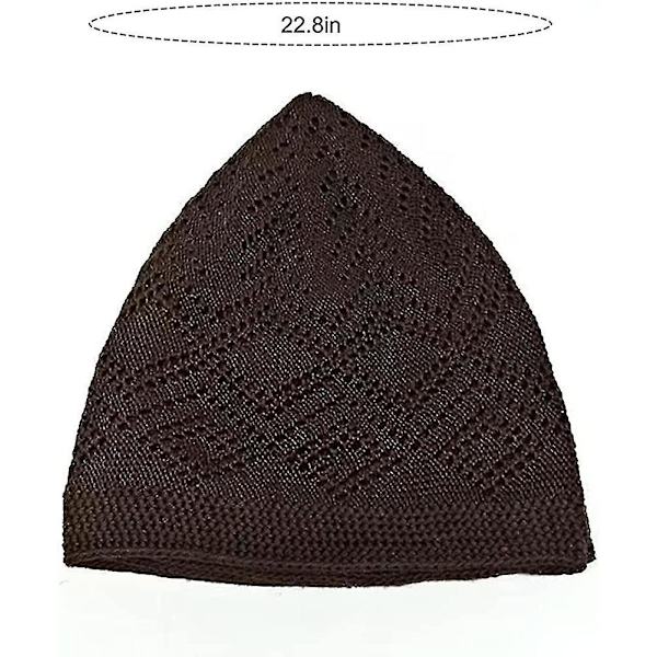 3 stk Strikkede Tyrkiske Muslimmøtter For Menn Ensfarget Stretch Heklet Caps Islamsk szkyd  (FMY) Style1