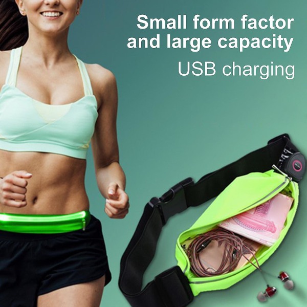 Led-löparbälte Hög synlighet 3 ljuslägen Multipurpose USB Uppladdningsbart blinkande säkerhetsbälte Led-ljusbälte för löpning Gå Cykling (FMY)