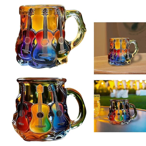 Gitarrkaffemugg Musiktema Lättviktig Unik Multifunktionell Kaffekopp för Kontor Vardagsrum Hylla Studio Gitarrälskare (FMY) Style A