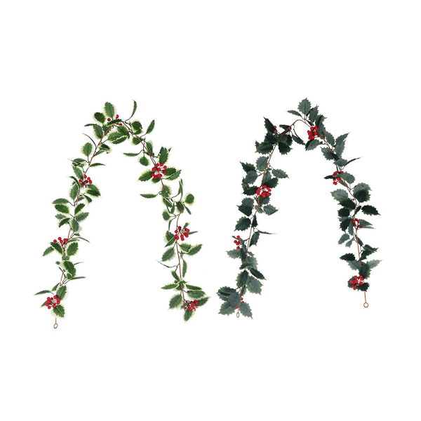 Julkonstgjord rottingkrans med snökotte Röda frukter hängande festdekor (FMY)