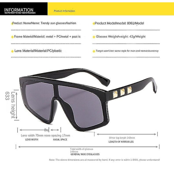 Solglasögon - styck Solglasögon Trendiga Fyrkantiga Solglasögon Metallram (FMY) C7 leopard frame