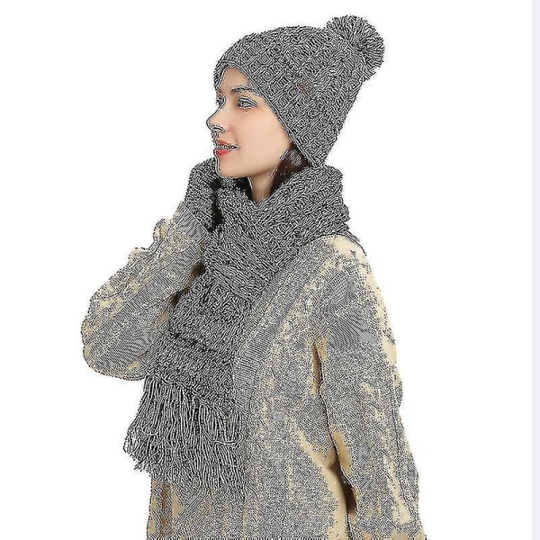Vintermössor Scarfs för kvinnor Pekskärmshandskar Set Warm Knit (FMY)