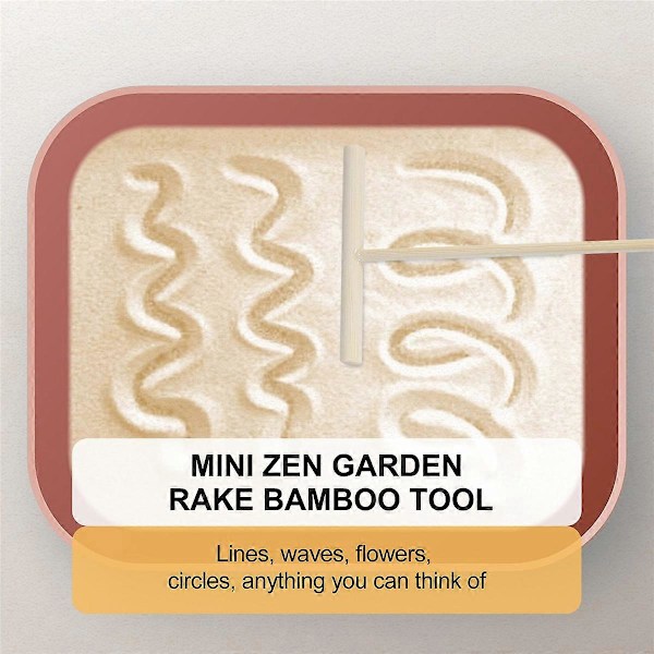 Mini Japansk Rake Bambu Verktygsset, Trä Sand Lekterapi Leksakskit för Andlig Frid Meditation (FMY) bamboo wood color