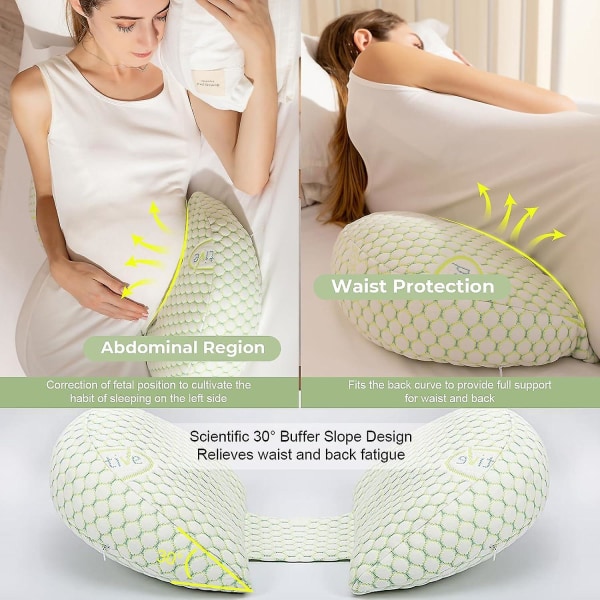 Graviditetsputer for å sove, myk graviditetsputestøtte for rygg, mage, hofter, ben, reisevennlig maskinvaskbar (FMY)