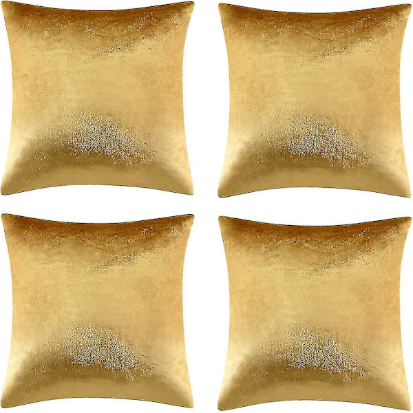4-pack Gyllene Sammetskuddfodral, 45x45cm, Kuddfodral för Vardagsrum Sovrum (FMY)