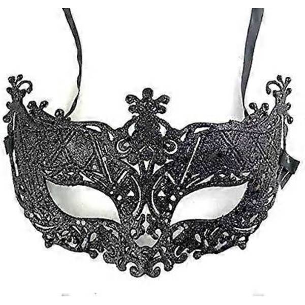 Venetiansk Svart Filigran Maskeradboll Mask Festkläder Jul (FMY) black As shown