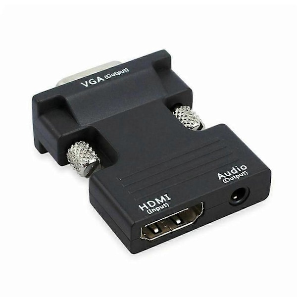 1080P HDMI-yhteensopiva naaras VGA uros -muunninadapteri audiokaapelilla PC HDTV:lle (FMY) Black