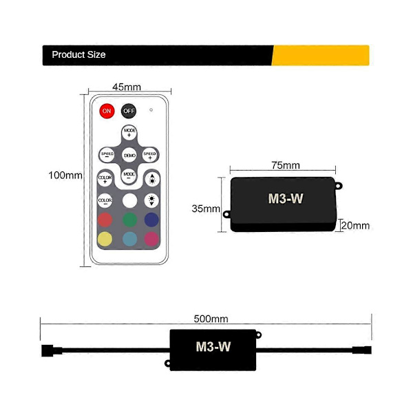 RGB LED-kontroller Dimmer LED-kontroller DC12-24V, RGB fargerik LED-lys med lyslistlampe-kontroller Dimmer (FMY) Black