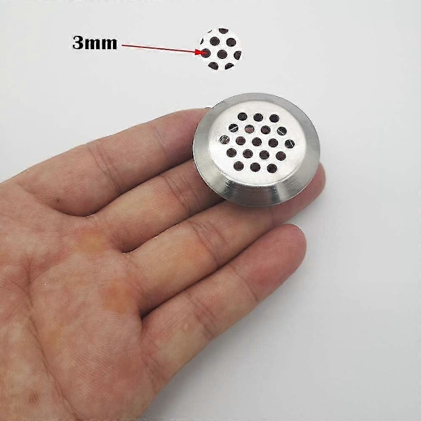 30 Stk. 29 mm Ventilationsrist i Rustfrit Stål Rundt Maske Åndehul | Til Køkkenmøbler Ventilationsmunding i Rustfrit Stål | Til Skab (FMY)