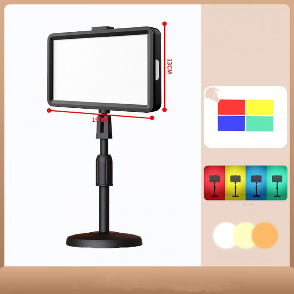 Bärbar fotograferingsbelysningssats Dimbar LED-videolampa med fäste och färgfilter för bordsskiva/lågvinkelfotovideostudiofotografering (FMY)