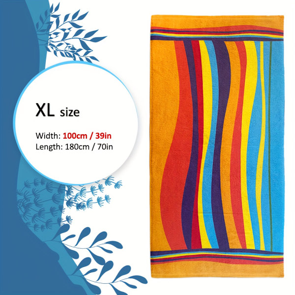 Extra Stor Lyxig Randig Strandhandduk - Supersoft, Plysch Mikrofiber för Omedelbar Torkning, Sandsäker och Skonsam mot Huden - Perfekt för T  (FMY) B