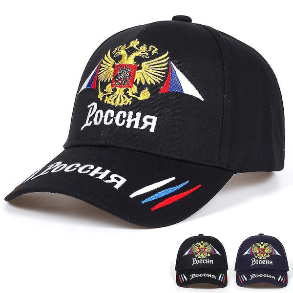 Ryssland Emblem Flagga Broderad basebollkeps Cap Casual Cap Guld Dubbelhövdad Eagle Duck Tongue Cap (FMY)