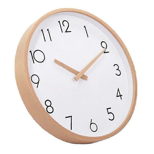 Hiljainen Sweep Solid Wood Literary Clock, Yksinkertainen Muotoilu, Pohjoismainen Puukello, Seinäkello (FMY)