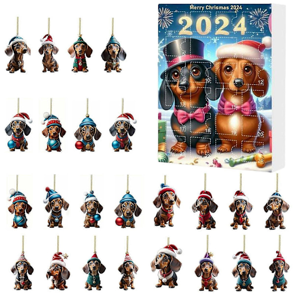 Ny 2024 Juleferie Adventskalender Adventskalender Samleobjekt Sjov Hund Sæt (FMY) color