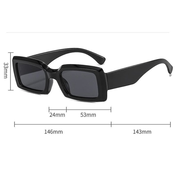 Wekity rektangel solbriller til kvinder Retro kørebriller 90'er vintage mode smalt firkantet stel Uv400 beskyttelse (FMY)
