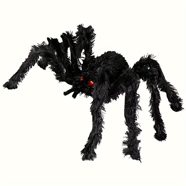27,5\" Fuzzy Spider med Røde Øyne Halloween Dekorasjon (FMY) Black