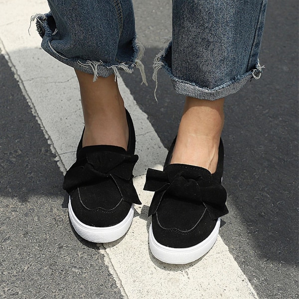 Naisten kengät Bow Flat Tennarit Slip On Tennarit Pumput Kengät (FMY) Black 38