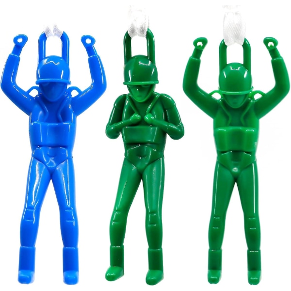 12 stk Camo fallskjermleketøy, floke frikastende håndkast flyvende leker, ingen batteri eller montering nødvendig, plastgrønn (camo) (FMY)