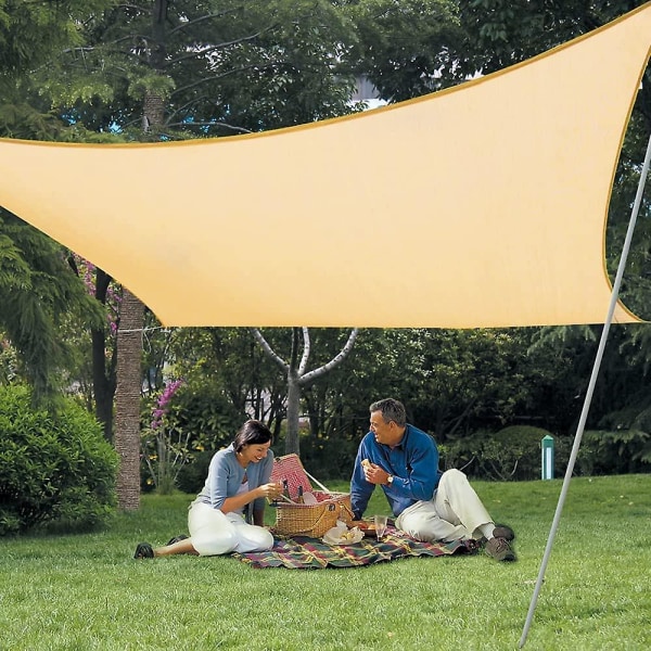 Markisesejl (hdpe) Rektangulært 3 X 4 M Sand Uv Beskyttelse Til Terrasse Camping Have Udendørs (FMY)