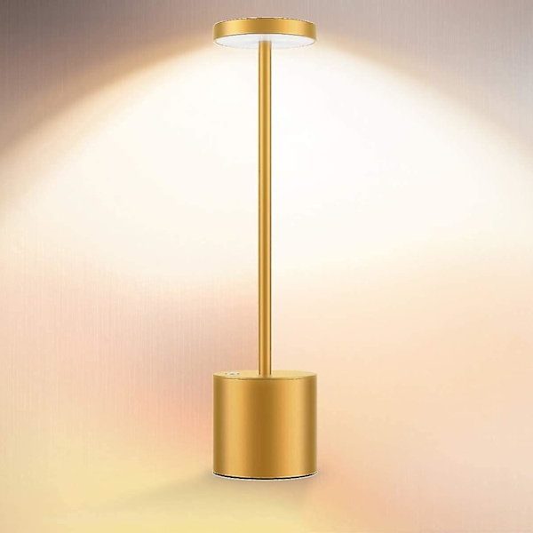 Led-bordlampe uten ledning, metall, USB-ladbare 6000mah 2 nivåer (FMY) gold