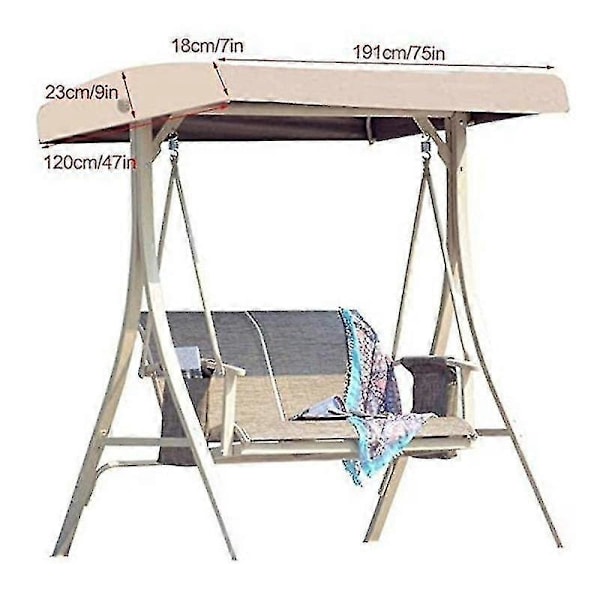 Udskiftning Taghave Gynge Universal Gynge Tag Veranda Gynge Bænk Have Lounger 2-3 Sæders 191 X 120 Cm_y  (FMY) grey