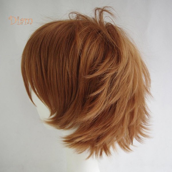 Miesten lyhyt piikikäs kerrostettu synteettinen Halloween Anime Cosplay peruukki hiuslisäke (FMY) light brown