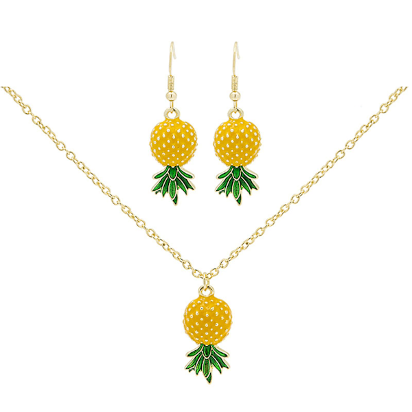 2023 The Newest 2PCS Fresh Temperament Cute Pineapple Shape Earrings Necklace Set Jewelry Gift For Women Girl  (FMY)