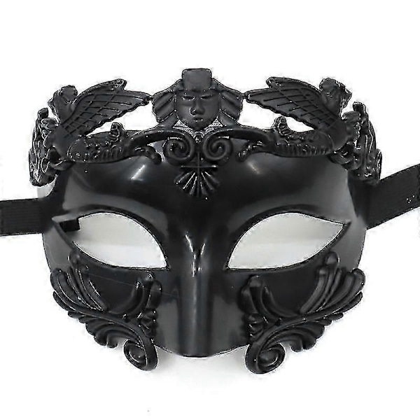 Antikk Gresk Spartan Kriger Romersk Maskerademaske Menn Venetiansk Maske Bryllupsballmaske Mardi Gras Maske (FMY) black