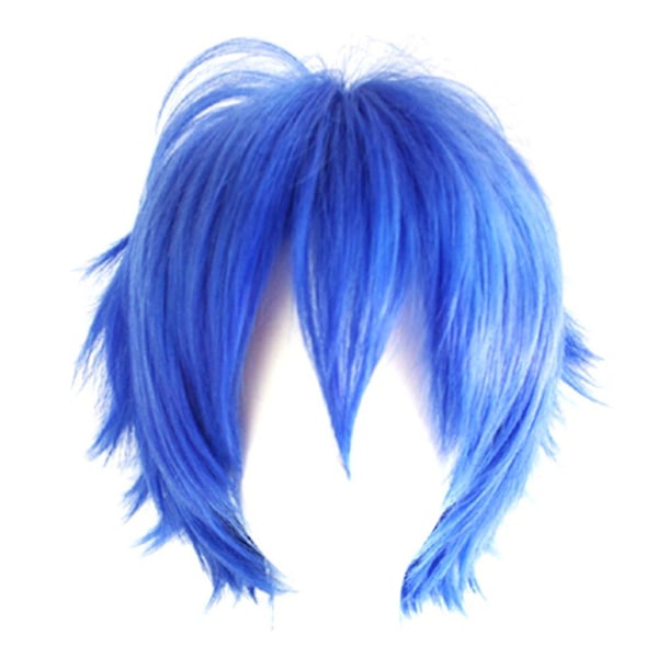 Kort Taggete Lager Herr Syntetisk Halloween Anime Cosplay Peruk Hårstycke (FMY) blue