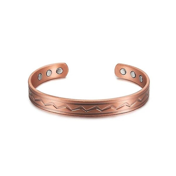 Vintage Rent Kobber Armbånd Magnetisk Bølge Manschet Justerbar Kobber Armbånd Mænd Magnetisk Terapi Armbånd Til Terapi Gigt (FMY) copper