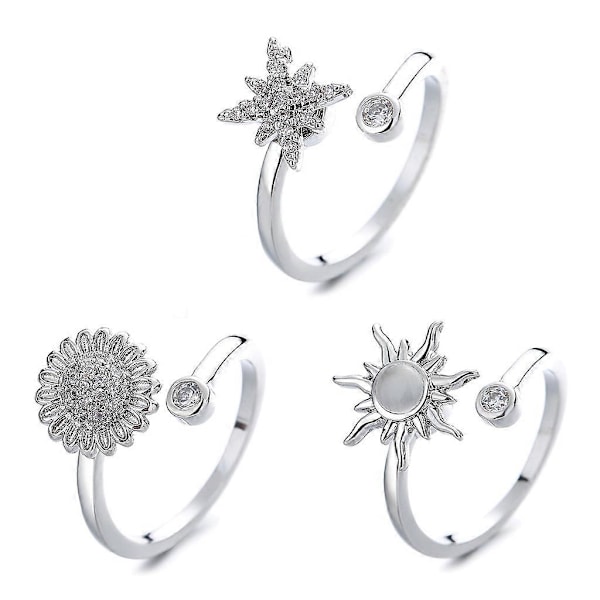 Anti Stress Ångest Fidget Justerbar Öppen Ring Roterande Flicka Jul Födelsedagspresent (FMY) D