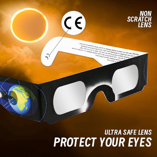 6-pack Solförmörkelseglasögon, CE&ISO-certifierade Eclipse-glas för soltittande, optisk kvalitet Säkra glasögon för direkt solljusvisning (FMY) C