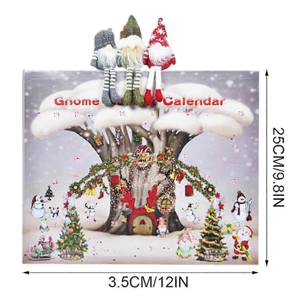 Jultomte Adventskalender 2024 med 24 Plyschtomtar, Julgåva 2024 för Barn och Vuxna (FMY) Default