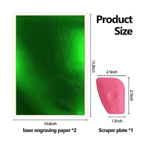 Värillinen laserkaiverruspaperi, 2 kpl vihreää merkintäpaperia, 15,3 x 10,4 tuuman laserkaiverruspaperi Fo (FMY)