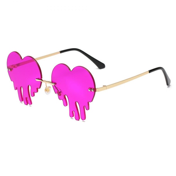 Dripping Heart Solglasögon för kvinnor Båglösa smältande hjärtformade solglasögon lins Trendiga festglasögon (FMY)