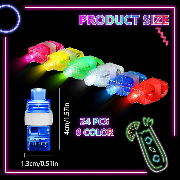 LED Fingerlys LED Fingerlys Fest Lys Finger Ring Gløder Ring Finger Lommelykt Leke Festartikler 24stk-tilfeldig Farge  (FMY)