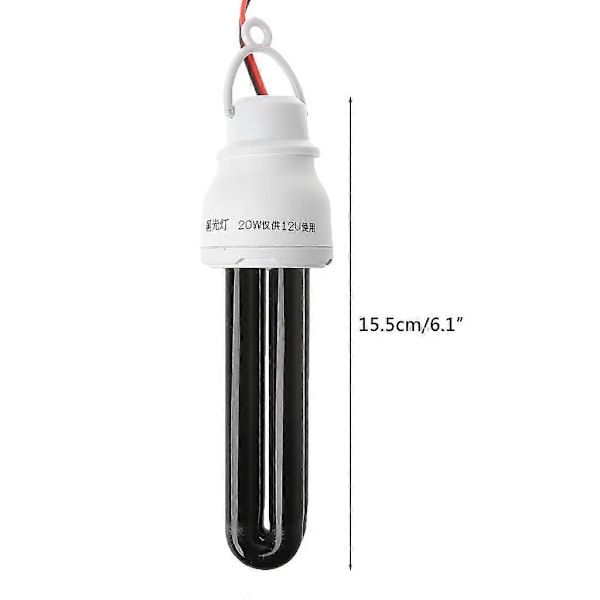 1 Sarja UV-valoa 12V 20W Musta valolamppu Spiraali Energiaa säästävä Violetti valo Maatila A (FMY)