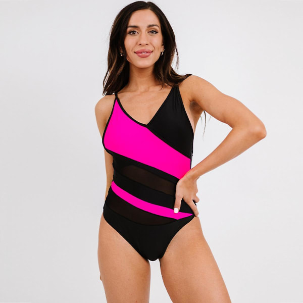 Kvinder V-hals Halter One Piece Swimsuitxxl (FMY)