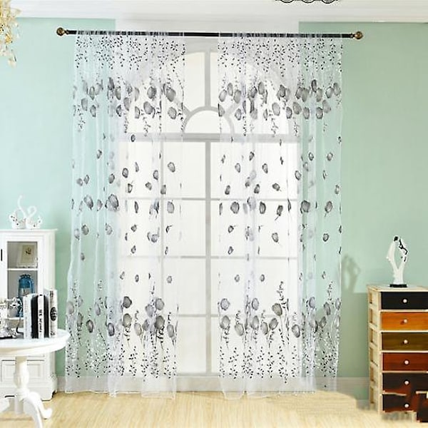 Nyttig Tyllgardin Vaskbar Tynn Polyester Glatt Overflate Transparent Gardin for Innendørs (FMY) beige